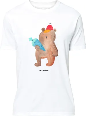 Produktbild von Mr. & Mrs. Panda Größe XL T-Shirt Bär Schultüte - Weiß - Geschenk, Shirt, Schulanfang, Erster Schultag, Grundschule, Teddy, Tshirt, mit Spruch, Einschulung, Schulbeginn