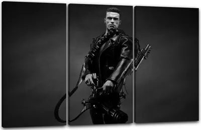 Produktbild von Leinwandbild 3-teilig (120x80cm): Arnold Schwarzenegger, echter Holz-Keilrahmen inkl. Aufhänger, handgefertigt in Deutschland