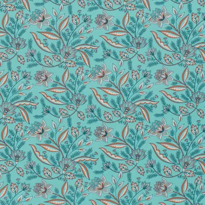 Popeline Baumwollstoff florale Muster 50x140cm hellblau türkis