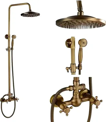 Obrázek produktu pro Sada sprchových baterií, starožitná mosaz, dvojité knoflíky, starožitná mosaz A01