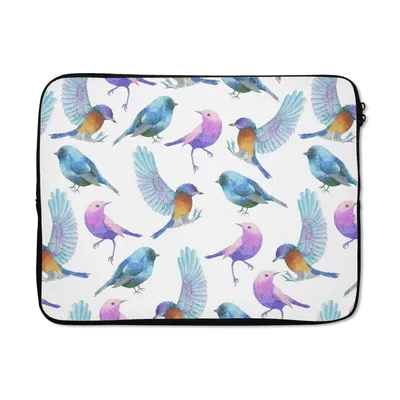 Produktbild von MuchoWow® Laptop Hülle 17 Zoll Laptoptasche Design - Mädchen - Kinder - Vögel - Zipper - Schutzabdeckung