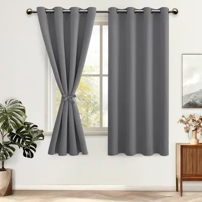 Productafbeelding van Thermo-verduisterende gordijnen met oogjes, 2 stuks, grijs, 160x140 cm