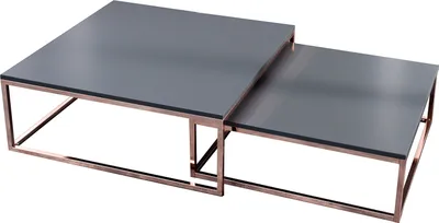Produktbild von cagü: Design 2er Set Couchtische [MAILAND] Anthrazit Matt mit Kupfergestell 75/65cm Quadratisch