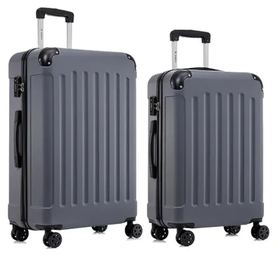 Produktbild von Hartschalen-Reisekoffer mit TSA-Schloss und YKK-Reißverschluss, Trolley-Set mit 4 Rollen (Grau, L-XL)