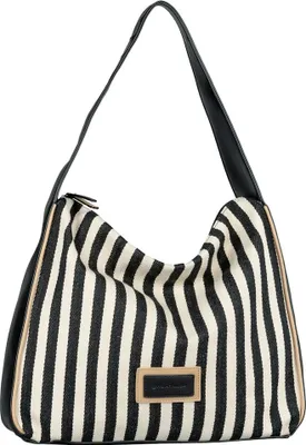 Produktbild von Tom Tailor Schultertaschen Malie, Hobo Bag M, stripes black, Schwarz