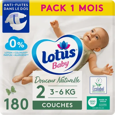 Produktbild von Lotus Baby Naturelle Windeln Größe 2 (3–6 kg) 180 Windeln