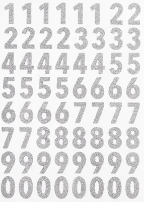 Produktbild von HobbyFun Glitzer Sticker Zahlen 64 Stück 1 cm x 1.5 cm Bastelbedarf Deko Silber