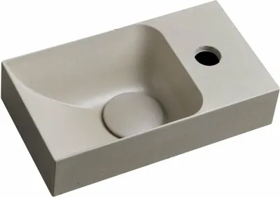 Zdjęcie produktu dla PICCOLINO umywalka betonowa 30,8x17cm, bateria prawa, piaskowy mat