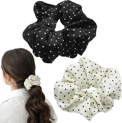 Immagine prodotto di Elastici per capelli a pois per bambine - Elastici per capelli per bambini e bambine - Fasce per capelli in colori abbinati - Per bambine e donne - 2 pezzi - Chiusura in velcro