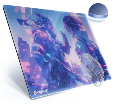 Image de Oniverse Glasspad, Multicolore, Illustration, Verre trempé, Tapis de souris gaming