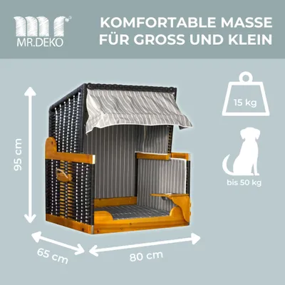 Produktbild von Hundestrandkorb PE schwarz Dessin Grau Gestreift