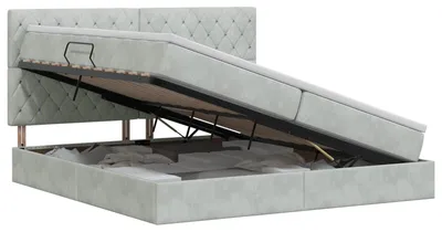 Produktbild von vidaXL Aufbewahrungsbett mit Matratze Hellgrau 200 x 200 cm Samt