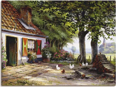 Produktbild von ARTland Leinwandbild Hühner auf dem Hof Größe: 60x45 cm