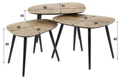 Immagine prodotto di FURNLUX Tavolino Ray Bronzo e Nero 62 cm (3 pezzi) / Colore principale: oro / Dimensioni: 62 x 43 x 51 cm