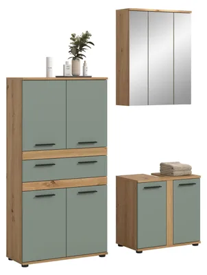 Produktbild von xonox.home Badkombination Blake Salbei / Artisan Eiche Nachbildung 145 x 191 x 34 cm