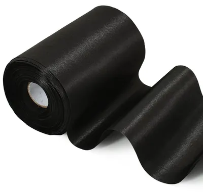 Image de Ruban en satin - Large ruban en tissu pour la décoration et les nœuds - Noir - 10 cm x 20 m