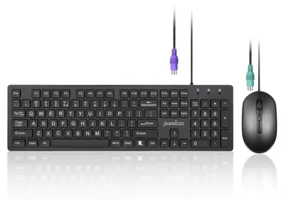 Image de Perixx PERIDUO-117 P US Ensemble clavier et souris, PS/2, filaire, noir