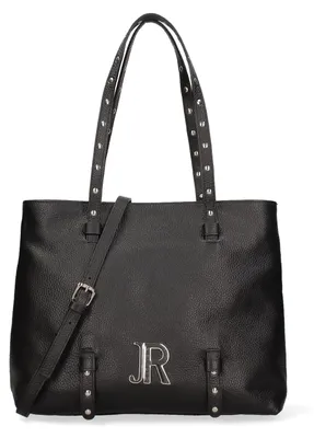 Image de Sac bandoulière pour femmes, en cuir, couleur noire, avec fermeture éclair et bandoulière réglable. Fabriqué en Italie