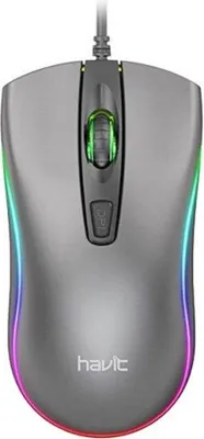 Produktbild von Havit HV-MS72 kabelgebundene USB PC-Maus DPI 1200 Computermaus RGB-Hintergrundbeleuchtung Grau