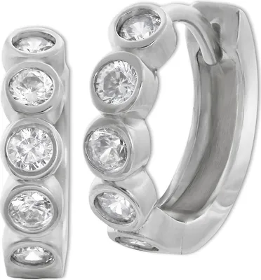 Image de SilberDream blanc boucles d'oreilles cinq zirconium femmes 925 argent créoles SDO4362W