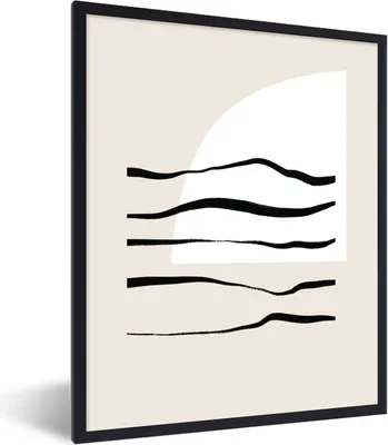 Produktbild von MuchoWow® Gerahmtes Poster Abstrakt - Linie - Pastell 60x80 cm - Poster mit Schwarzem Bilderrahmen Wandposter Rahmen Foto Bilder - Premium - Wanddeko Wohnzimmer