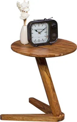 Produktbild von WOHNLING Beistelltisch BOHA Massivholz Sheesham Design Wohnzimmer-Tisch 45 x 45cm rund Nachttisch Natur-Holz Landhaus-Stil