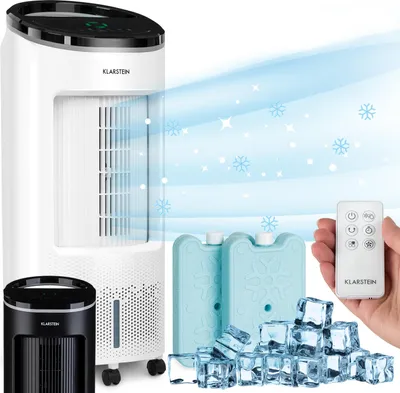 Image de Klarstein Rafraichisseur d'Air Mobile 4 en 1, Refroidisseur d'Air par Evaporation, Mode Nuit, Humidificateur, Ventilateur, Climatiseur Mobile Sans Évacuation et Silencieux, 65W, Débit d'Air 330m³/h