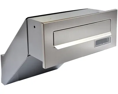 Produktbild von Alsten Tech Mauerdurchwurf Briefkasten für Haus Büro 3 Schlüssel Postkasten Einmauern Einbaubriefkasten mit Namensschild, Edelstahl V2A / Silber