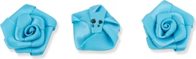 Produktbild von Satinrosen 3cm zum Basteln & Aufnähen 10 Stück Türkis