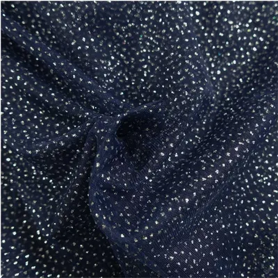 Tüll mit Glitzer Kostümstoff Fasching Royal Tüll 1 x 1,5 m 004 - marine / silber