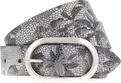 Produktbild von Vanzetti Leder Gürtel Bouquet of Flowers 30mm Metallic Leather Belt W75 Silver Metallic / Black schwarz mehrfarbig