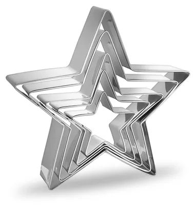 5 Stern-Ausstechformen aus Edelstahl, 3,4–9,5 cm