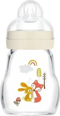 Produktbild von Babyflasche, Glas, 170ml, 0-6 Monate, Sauger Größe 1, Weiß Hérisson