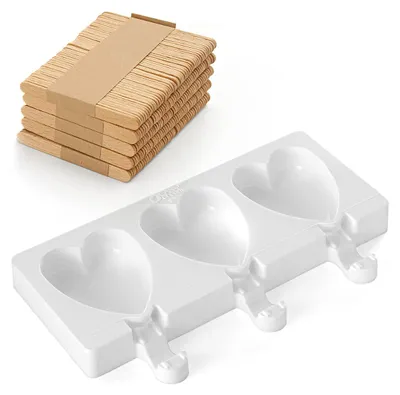Immagine prodotto di Stampo per ghiaccioli - Stampo per ghiaccio - Forma a cuore - 4 pezzi - Silicone