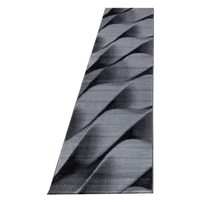 Image de Ayyildiz | Tapis Moderne PARMA - 80 cm x 300 cm - Gris et Noir - Design Géométrique - Confort Optimal