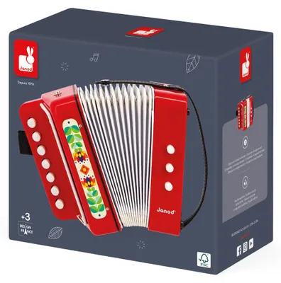 Obrázok produktu pre Hračka Janod Akordeón - Gioia - červená - Hudobný nástroj pre deti