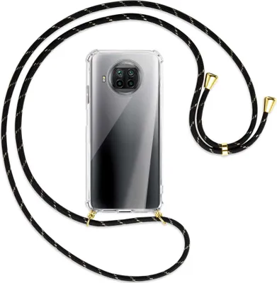 Produktbild von Handykette Backcover-Schutzhülle mit Band (Metall goldfarben) für Xiaomi Mi 10T Lite 5G - schwarz/gold