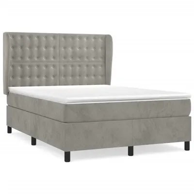 Produktbild von vidaXL Boxspringbett mit Matratze Hellgrau 140x190 cm Samt