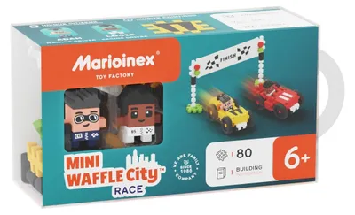 Produktbild von Marioinex Bausteine Rennwagen Set - Mini Waffle - 80 Stück - Lernspielzeug