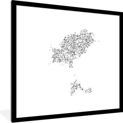 Produktbild von MuchoWow® Gerahmtes Poster Eine Illustration der Landkarte von Ibiza 40x40 cm - Poster mit Schwarzem Bilderrahmen Wandposter Rahmen Foto Bilder - Poster - Plakat im Rahmen