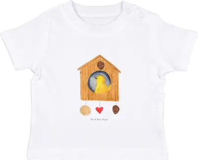 Produktbild von Mr. & Mrs. Panda  T-Shirt Vogel Haus 12. - 18. Monat - Weiß - Geschenk, Kinder Oberteil, Castle, Nest, Zuhause, Lustige Sprüche, Vogelhaus, Baby Baumwollshirt, Wohnung