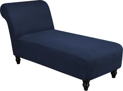 Image de Jacquard Armless Housse pour chaise longue, housse extensible pour chaise longue, housse pour meubles d'animaux domestiques, lavable en machine Recliner Sofa Slipcover,Bleu marine