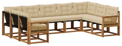 Zdjęcie produktu dla vidaXL Zestaw mebli ogrodowych, sofa i fotele, 9 sztuk, kolor naturalny i beżowy