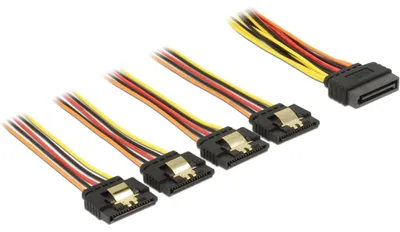 Imagen del producto de DELOCK Stromkabel 4x 15Pin SATA -> 2x 15Pin SATA St/Bu 50cm