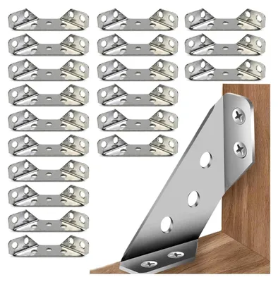 Produktbild von 20 Stück Edelstahl Eckverbinder mit Schrauben, Dreieck Winkelverbinder Möbelwinkel für Schrank Tisch Stuhl DIY Reparatur