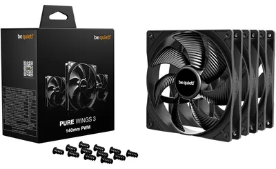 Produktbild von Pure Wings 3 140mm PWM 3-Pack (schwarz, 3er-Pack, 140 mm)