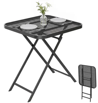 Immagine prodotto di Tavolo pieghevole da giardino Outsunny, 70 x 70 cm, resistente alle intemperie, tavolo da balcone nero
