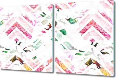 Produktbild von Glas-Herdabdeckplatte Glaskeramikkochfeld-Abdeckung Spritzschutz - 2x 40x52 cm - Florale Abstraktion