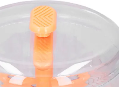 Imagen del producto de Máquina para hacer albóndigas extruidas con tapa, prensa manual de 5 orificios, transparente, para uso doméstico en la cocina, color naranja