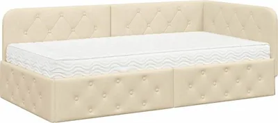 Produktbild von vidaXL Eckbettgestell Creme 90 x 200 cm Stoff